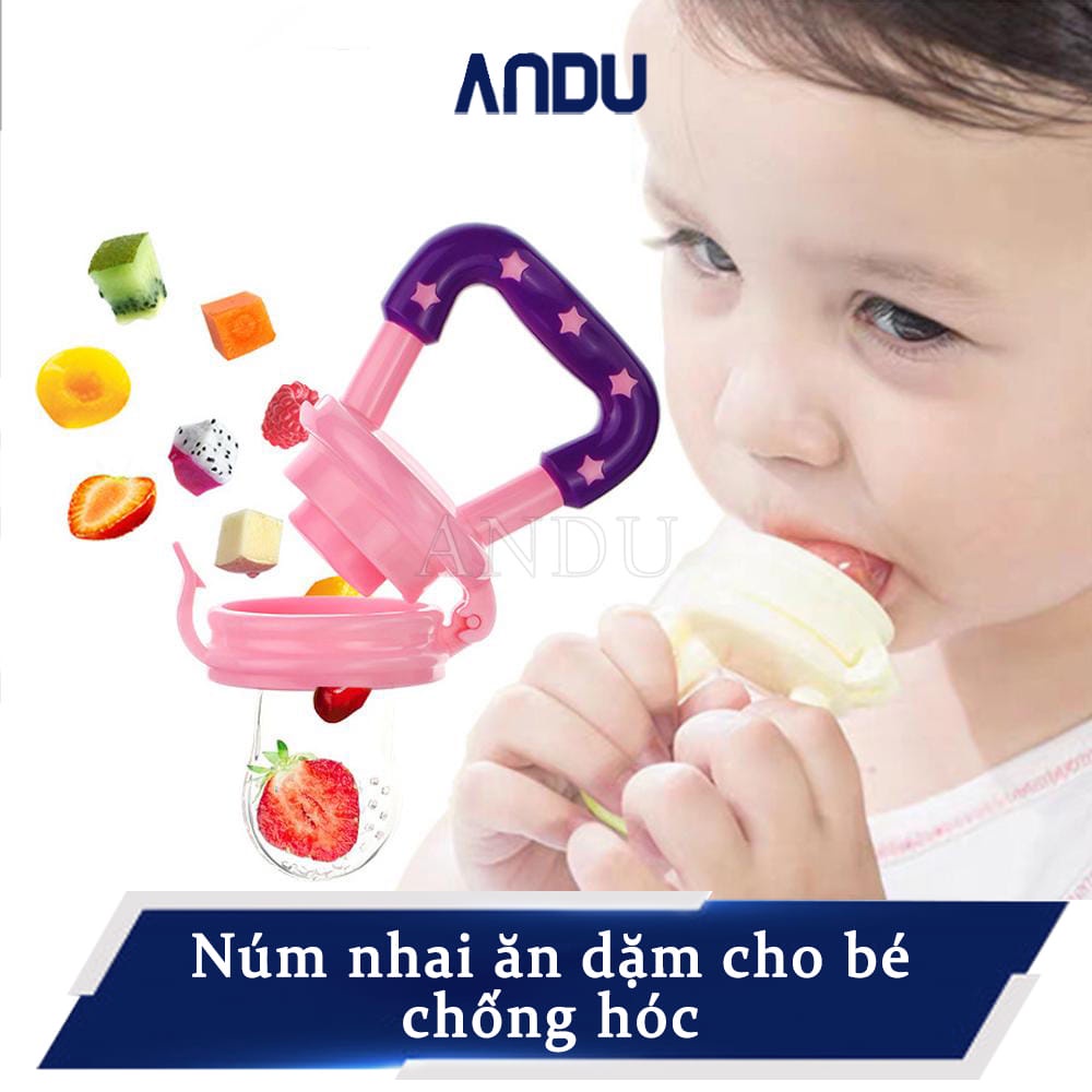 Núm Nhai Ăn Dặm Cho Bé Chống Hóc - Túi Nhai Ăn Dặm Silicon