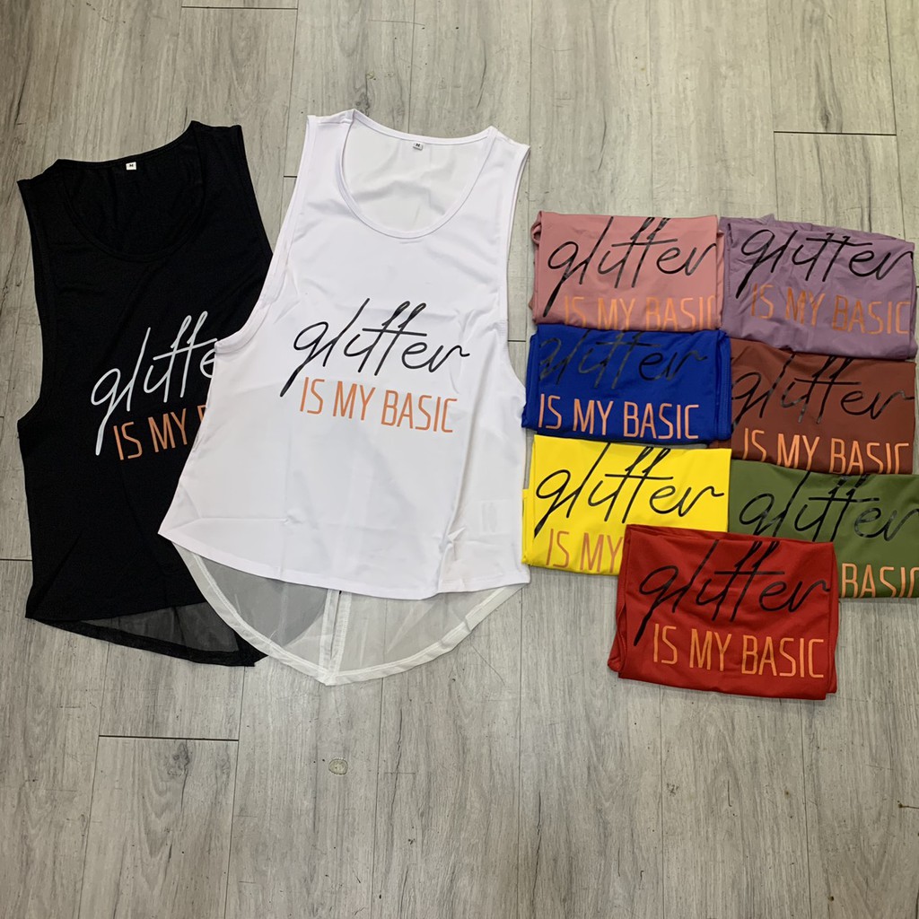 ÁO TANKTOP GLITTER PHỐI LƯỚI LƯNG - ÁO TẬP GYM NỮ