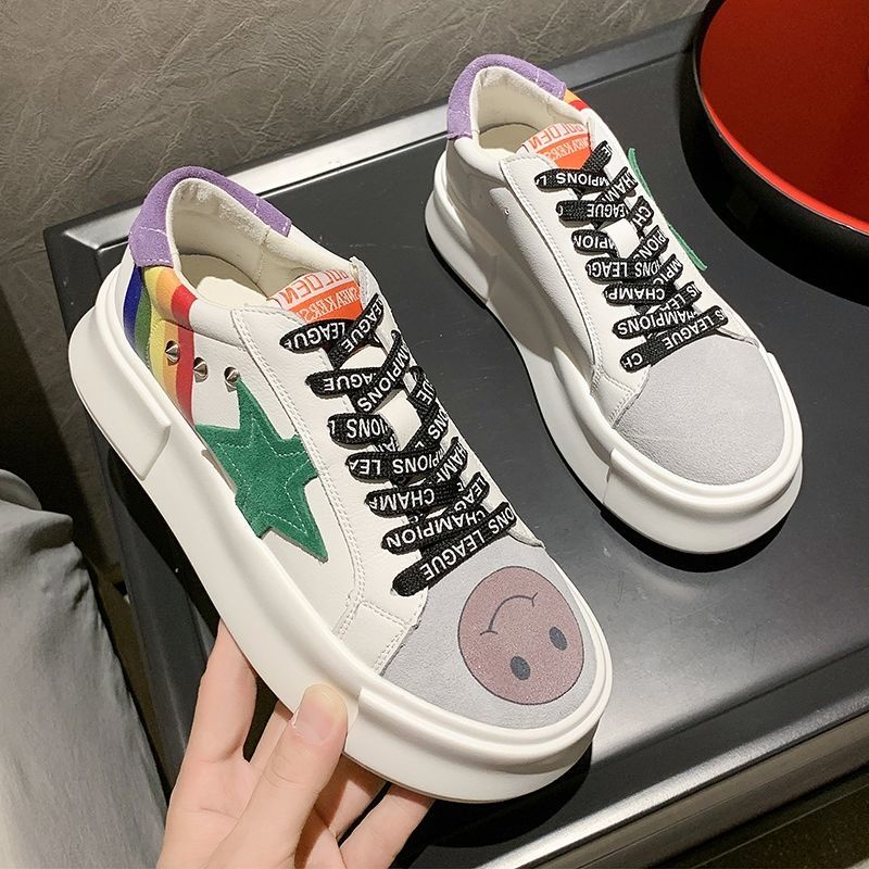 Giày Thể Thao Trắng Đế Dày Tăng Chiều Cao Thoáng Khí Mẫu Mới Năm 2021 Phong Cách Hàn Quốc Cho Nữ