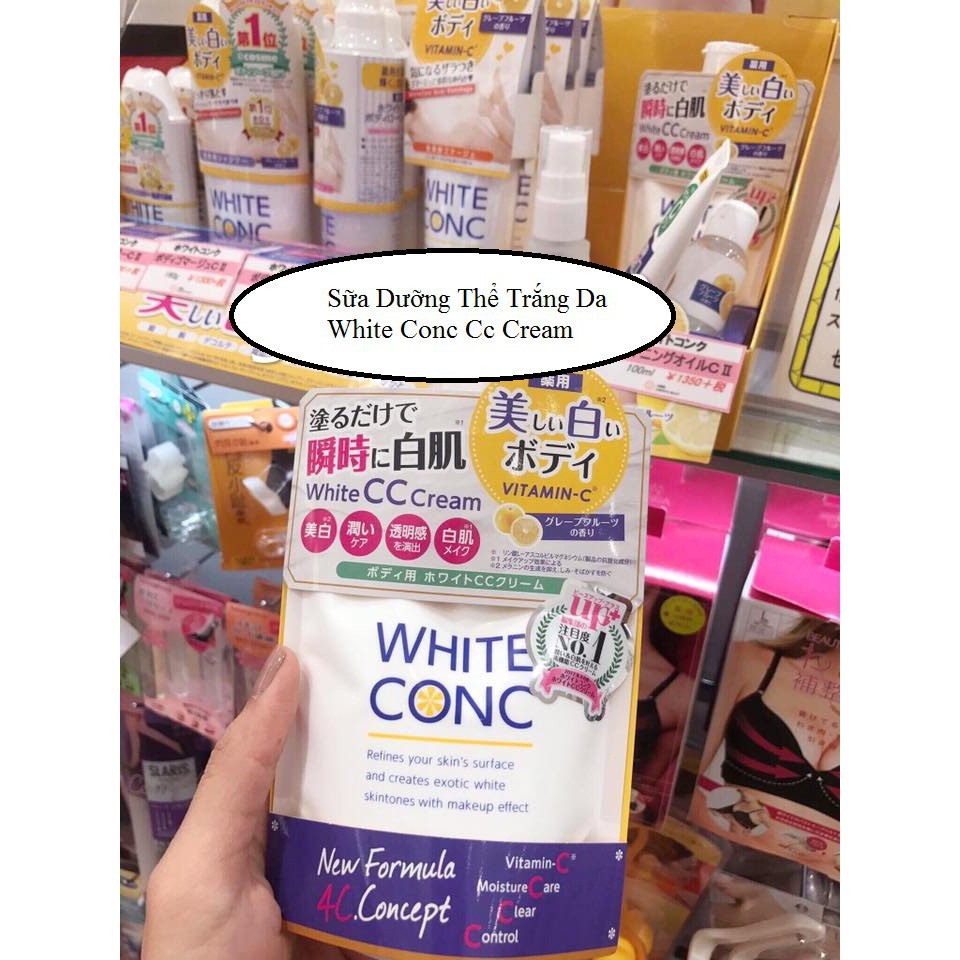 Lotion Dưỡng Thể Trắng Da WHITE CONC Body White CC Cream 200gr Hàng Nội Địa NHẬT