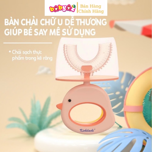Bàn Chải Đánh Răng Cho Bé Chữ U Kichi Bàn Chải Đánh Răng Chữ U Silicon Cao Cấp Mẫu Mới Có Nắp Chụp