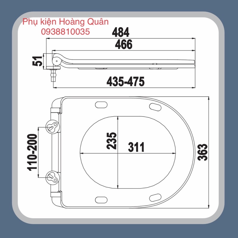 Nắp bồn cầu rơi êm - Nắp bàn cầu HA41 phụ kiện Inox