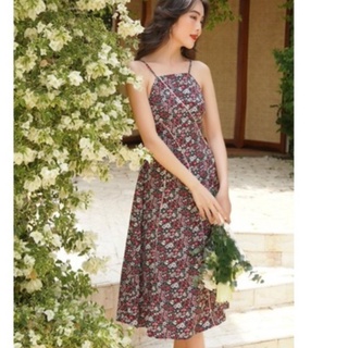 Olv - đầm floral printed dress in fuscia