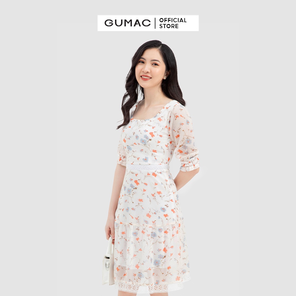 Đầm hoa nữ cổ tròn thời trang GUMAC hoa nhí tay lỡ - chất liệu vải voan DC04070 - mẫu mới | WebRaoVat - webraovat.net.vn