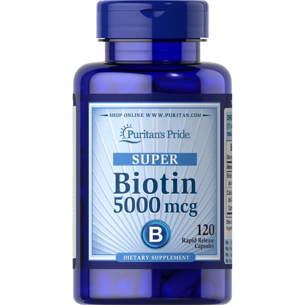 Viên Uống Mọc Tóc, Chống Rụng Tóc Super Biotin 5000mcg 120 viên Puritan's Pride