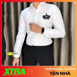 Áo sơ mi trắng, sơ mi nam dài tay, vải kate, in côn trùng siêu sang MFM008