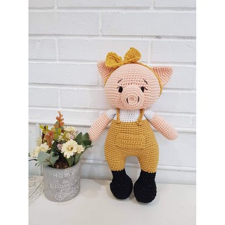 [Gấu bông an toàn cho bé] Heo tiểu thư 33cm-  len Cotton cao cấp đạt chứng nhận EOKO-TEX Đức. Alex House Shop
