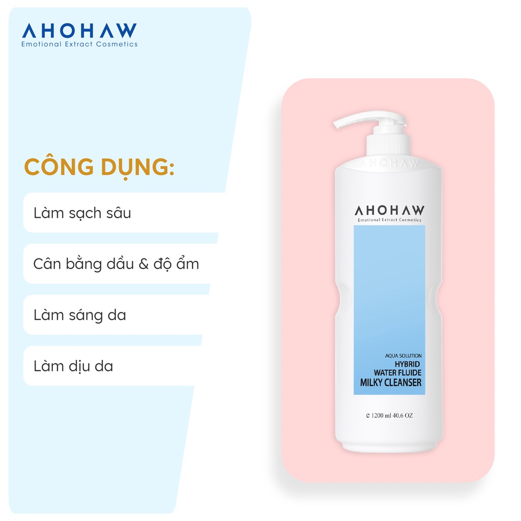 [KÈM QUÀ TẶNG] Sữa tẩy trang Ahohaw 1200ml ( chai full tặng kèm 1 tế bào gốc ions V)