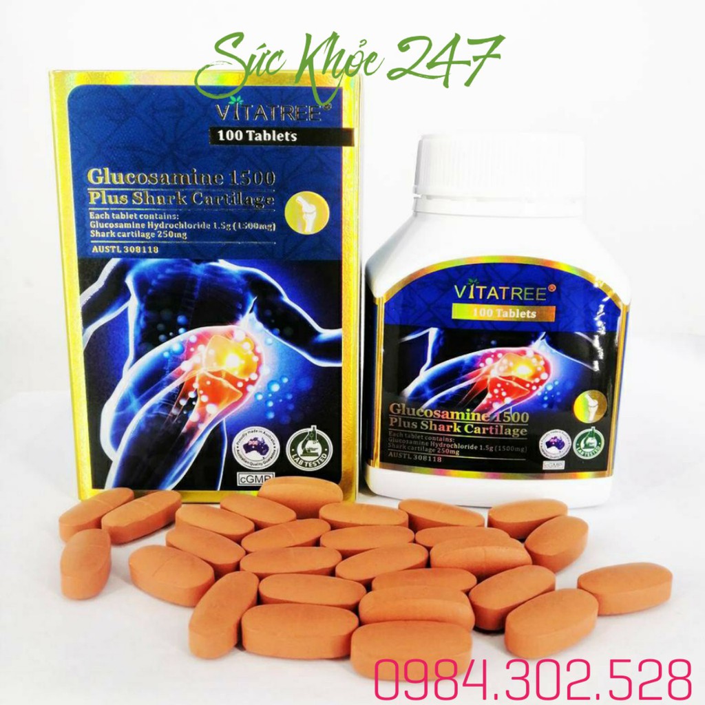 Bổ Khớp Vitatree Glucosamin 1500Mg Plus ⚡FOLLOW Shop Giảm 5K⚡ Vitatree Glucosamin 1500MG Plus Shark Catilage