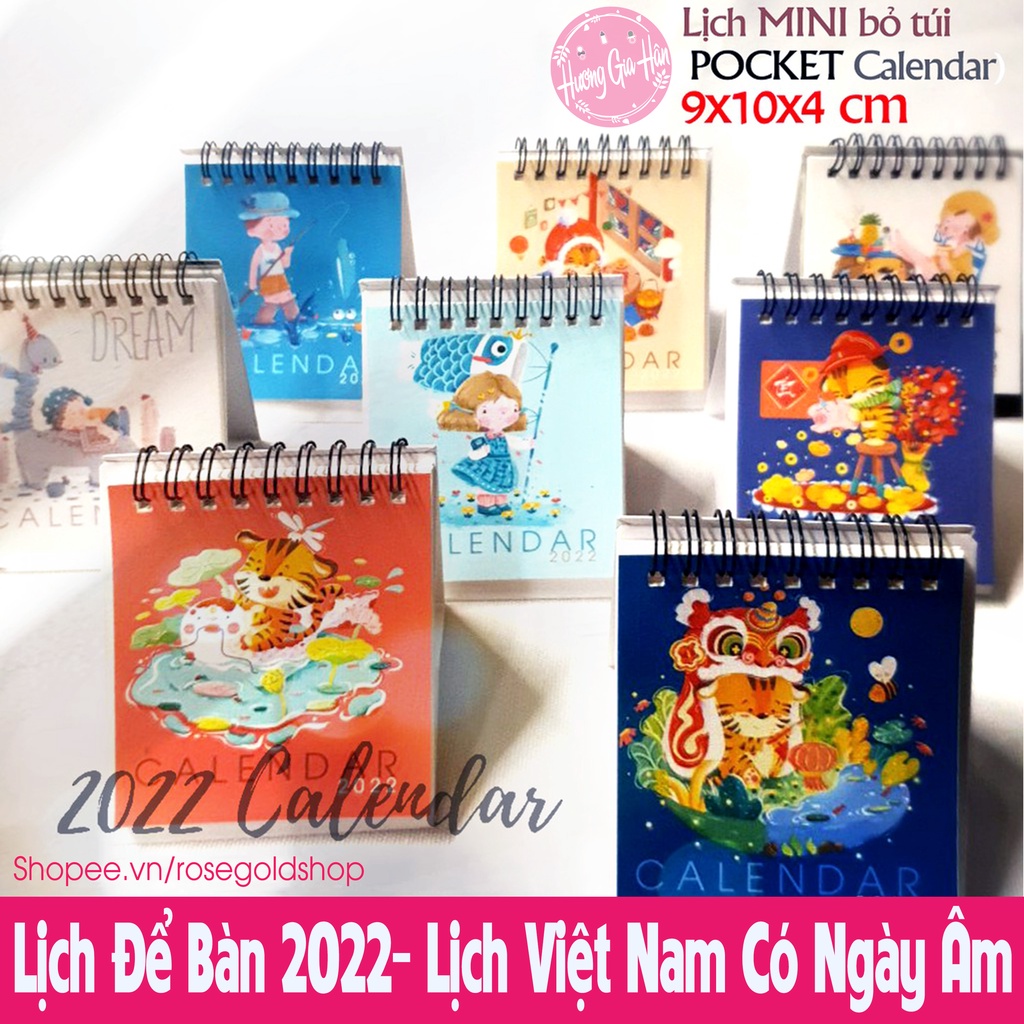 Lịch 2022 Để Bàn Mini, Lịch Bỏ Túi (Pocket Calendar) - Lịch Việt Nam Có Ngày Âm Lịch