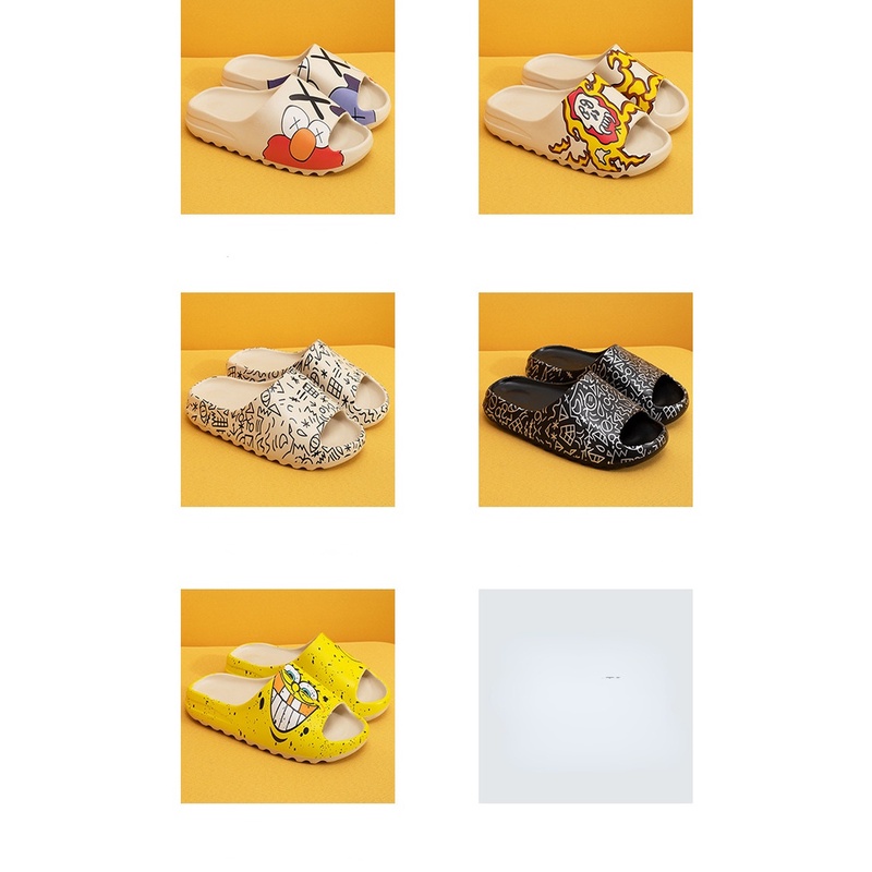 Dép Quai Ngang Đế Dày Họa Tiết Graffiti Cá Tính Cho Nữ