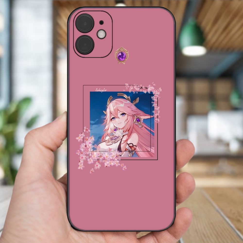 Ốp lưng iPhone 11 dẻo đen cạnh vuông in hình Yae Miko Genshin Impact