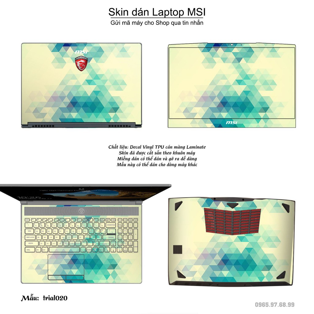 Skin dán Laptop MSI in hình Đa giác _nhiều mẫu 4 (inbox mã máy cho Shop)