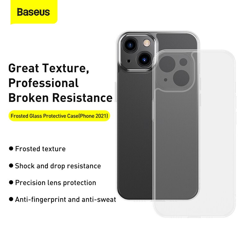 Ốp lưng kính cường lực nhám chống vân tay iPhone 13 Series Baseus Frosted Glass Protective Case