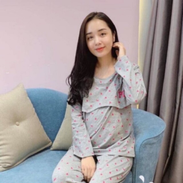 Bộ đồ bầu Pink- Bộ Dài 2 in 1 thun co giãn thoải mái