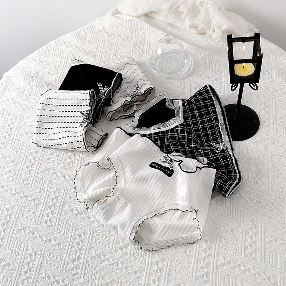 OCEANMAP Quần Lót Cotton Kẻ Sọc Lưng Vừa Co Giãn Thoải Mái Dành Cho Nữ