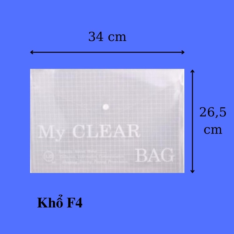 Sét 20 túi cúc My clear khổ A4 loại mỏng, dày và khổ F4 đựng hồ sơ, giấy tờ