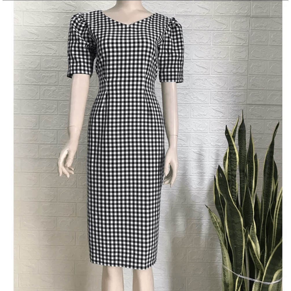 Đầm Suông Caro Nữ Phối Dây Cột Eo Xinh Xắn Duyên Dáng Đầy Cuốn Hút Tôn Dáng