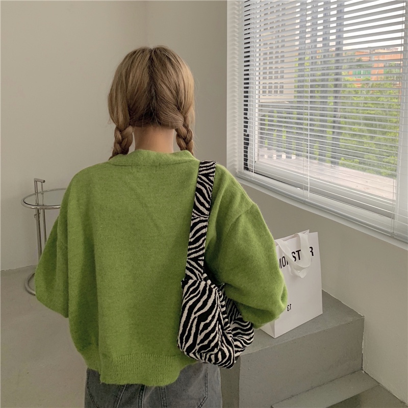 Xiaozhainv Áo Khoác Cardigan Dệt Kim Tay Dài Dáng Rộng In Chữ Kiểu Hàn Quốc Thời Trang Mùa Thu Cho Nữ | BigBuy360 - bigbuy360.vn