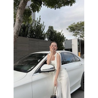 Jumpsuits Ống Suông Dài Cột Vai Nơ