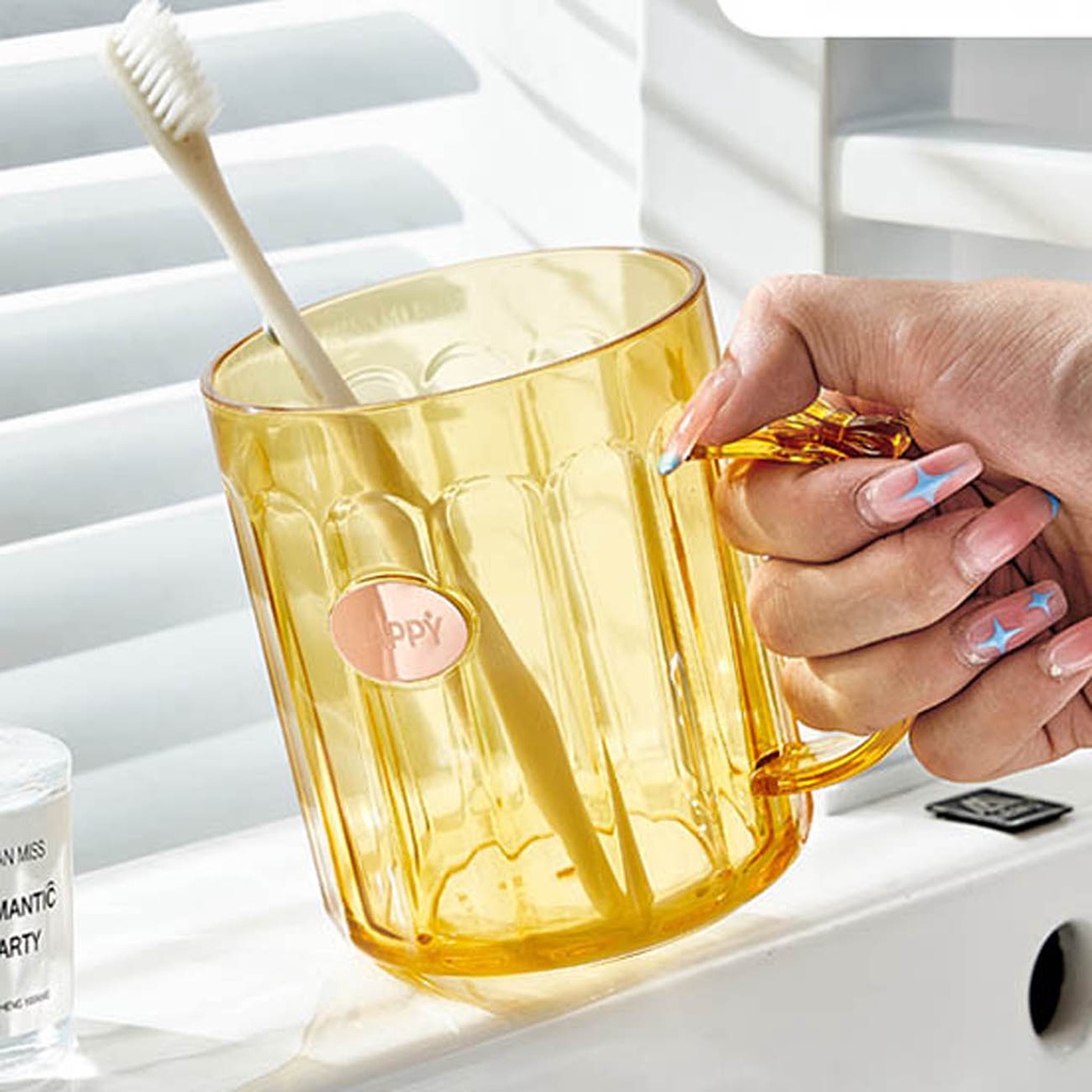 Cốc súc miệng JUJIAJIA bằng nhựa trong suốt đựng được bàn chải đánh răng dành cho cặp đôi