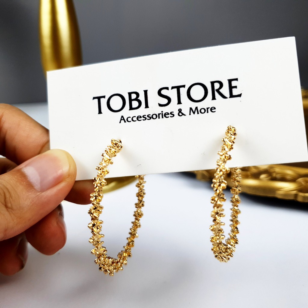 Khuyên tai nữ tròn to bông tai tròn to bông xù kiểu cách cá tính đẹp TB70 TOBI STORE