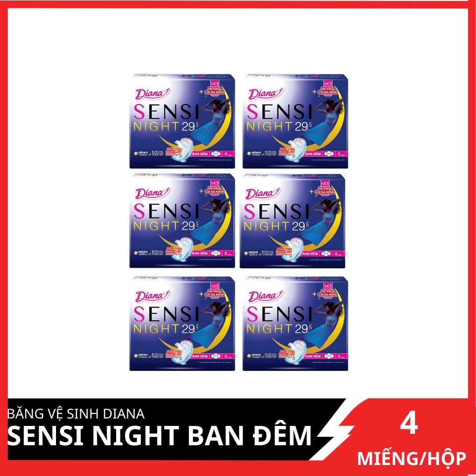 COMBO 6 GÓI BĂNG VỆ SINH BAN ĐÊM 29 SENSI NIGHT (MẶT BÔNG)