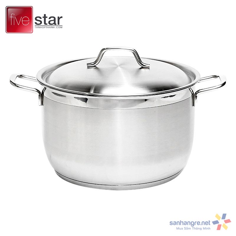 Nồi inox 3 đáy fivestar 26 cm 8 LÍT nấu được các loại bếp, hàng chính hãng, bảo hanh 5 năm