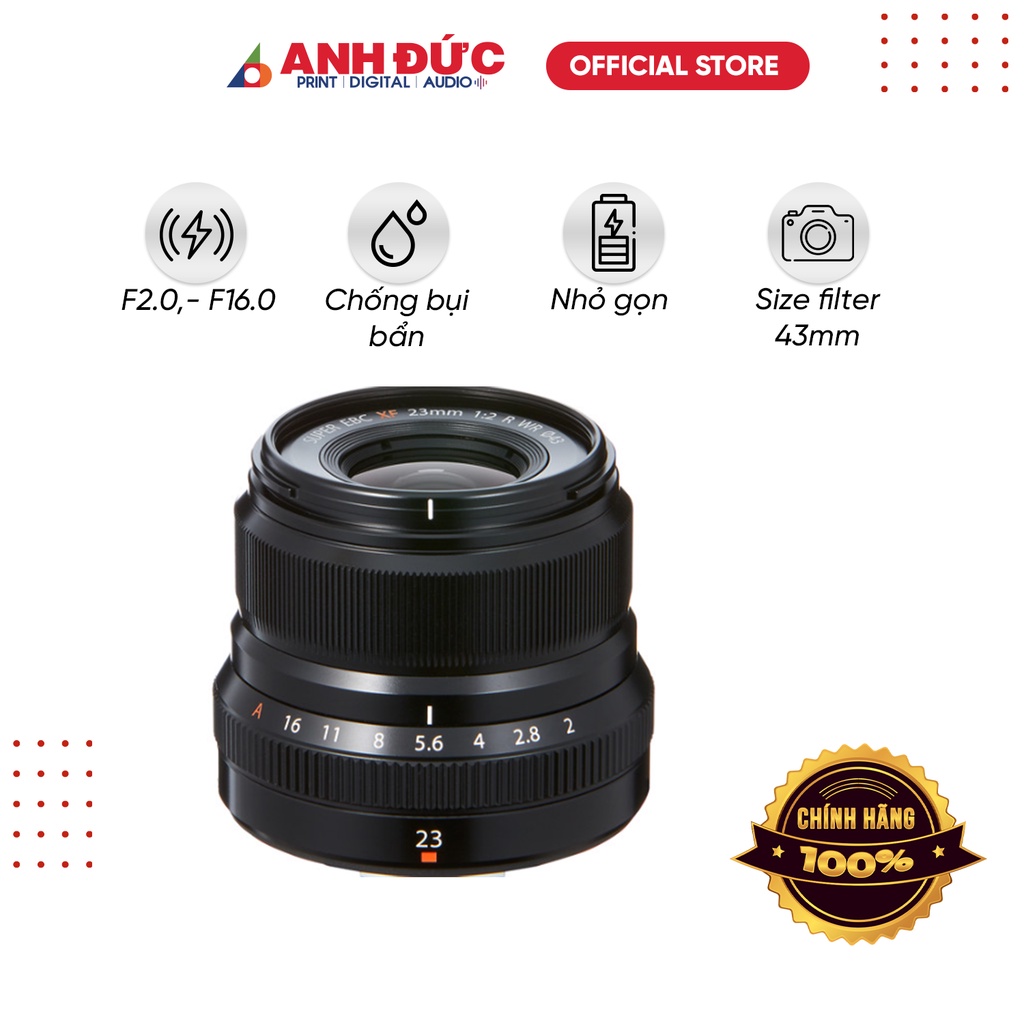 Ống kính Fujinon XF 23mm F2.0 Black, hàng chính hãng bảo hành 12 tháng Fujifilm