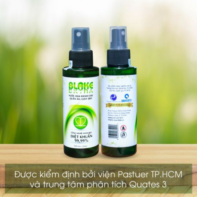 Xịt khử mùi hôi giầy, hôi chân BLAKE EXTRA (120mL), hương thơm dịu nhẹ, chứng nhận bởi viện Pastuer và trung tâm Quates3