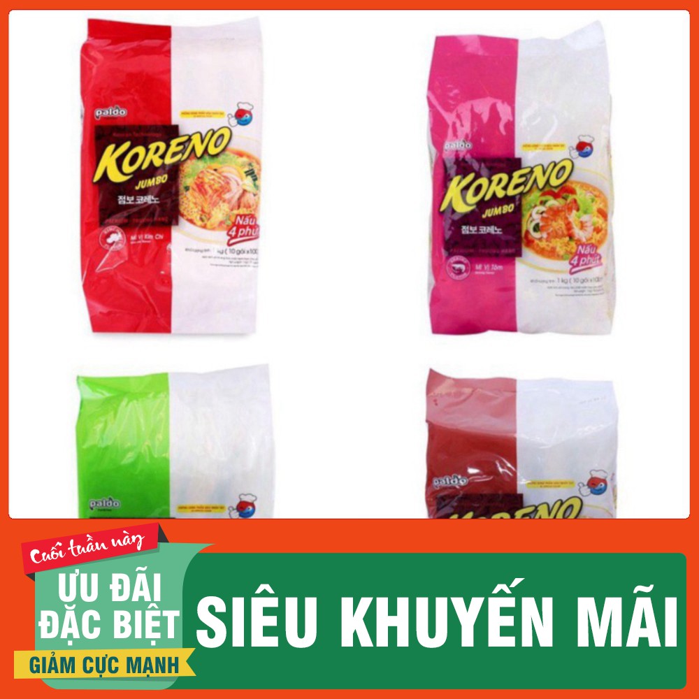 Mỳ Ăn Liền KORENO JUMBO HÀN QUỐC 1KG GÀ/ TÔM/ BÒ CAY/ KIM CHI/ NẤM/ HẢI SẢN CAY