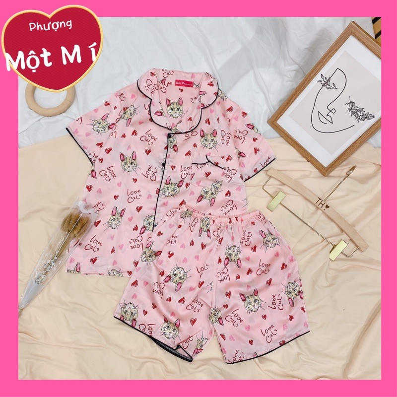Bộ lụa Satin cộc đùi - hàng mới về , quần sooc mặc nhà chất sờ mát lịm tay | BigBuy360 - bigbuy360.vn