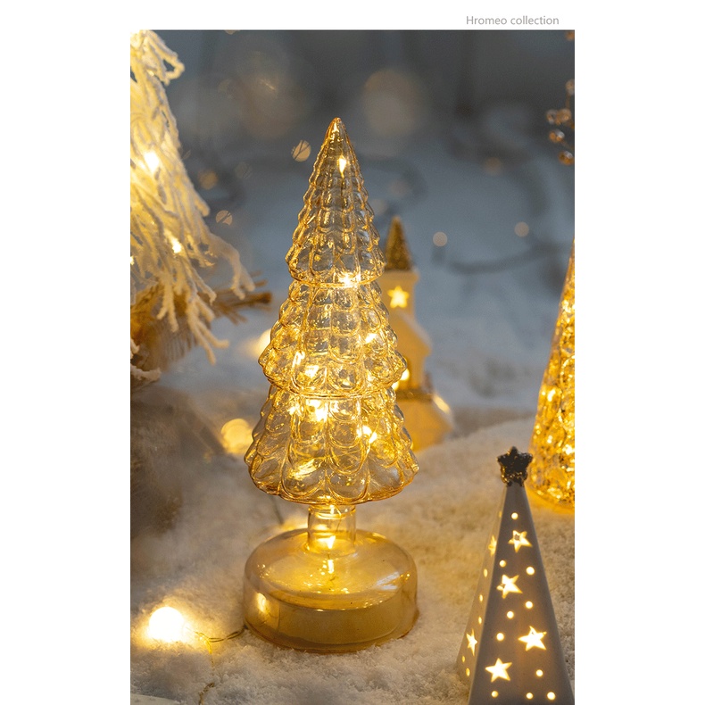 Cây Thông Kính Phát Sáng Để Bàn Trang Trí Giáng Sinh