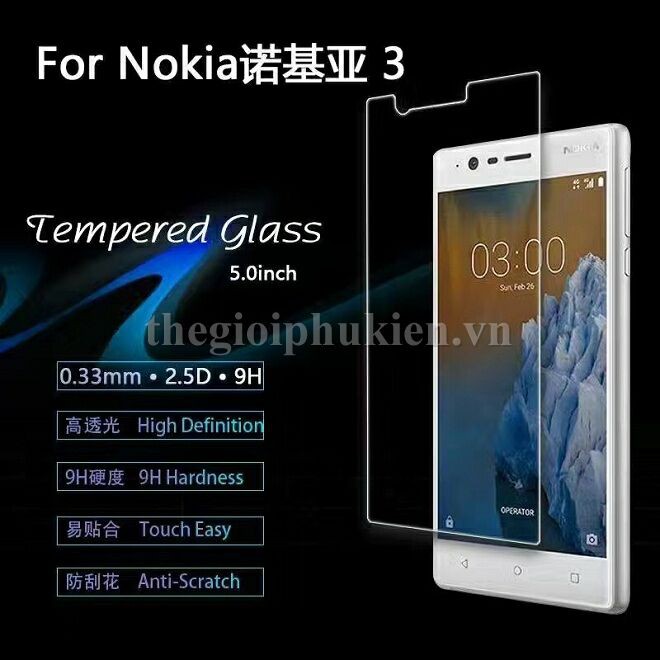 Cường lực nokia3 ( tặng keo chống hở mép )