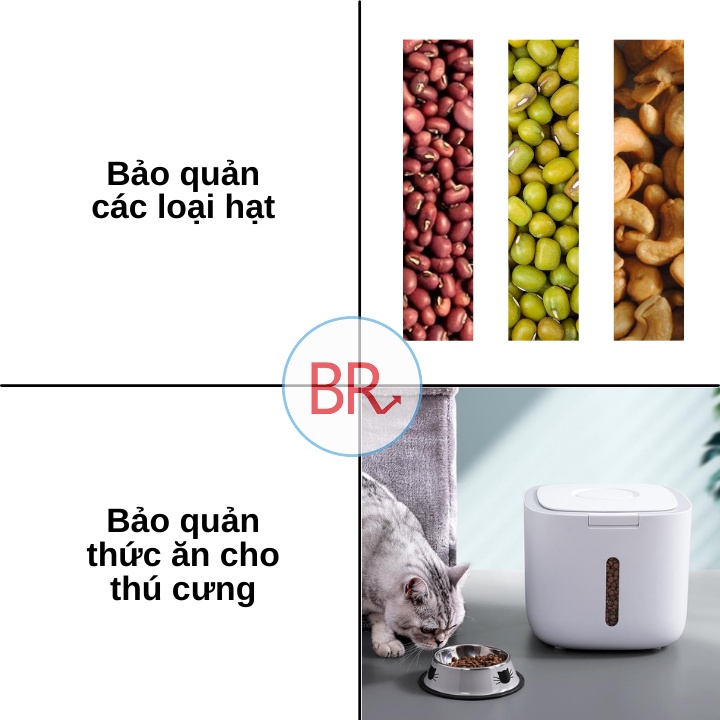 Thùng Đựng Gạo Thông Minh 5 Lít Chống Ẩm Chống Côn Trùng - Thùng Đựng Thực Phẩm Nắp Bật Cao Cấp Br 01687