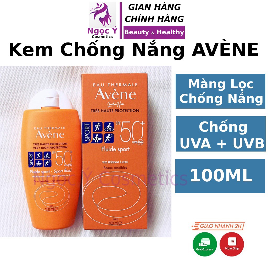Kem chống nắng AVÈNE Sort Fluid SPF50+ Dành cho da dầu mụn nhạy cảm khô hỗn hợp nâng toone không trôi Ngọc Ý Cosmetics