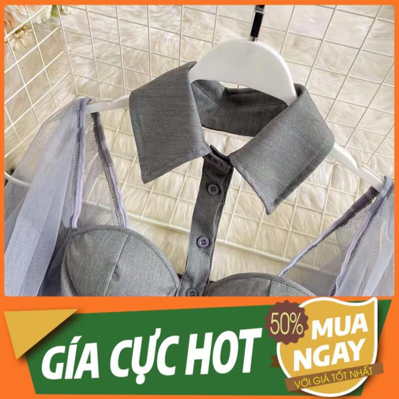 ƯU ĐÃI. QUẢNG CHÂU ODER CHÍNH HÃNG TẬN GỐC áo sơmi nữ tay phồng lưới cúp ngực có mút cổ sơmi quảng châu HOT HOT