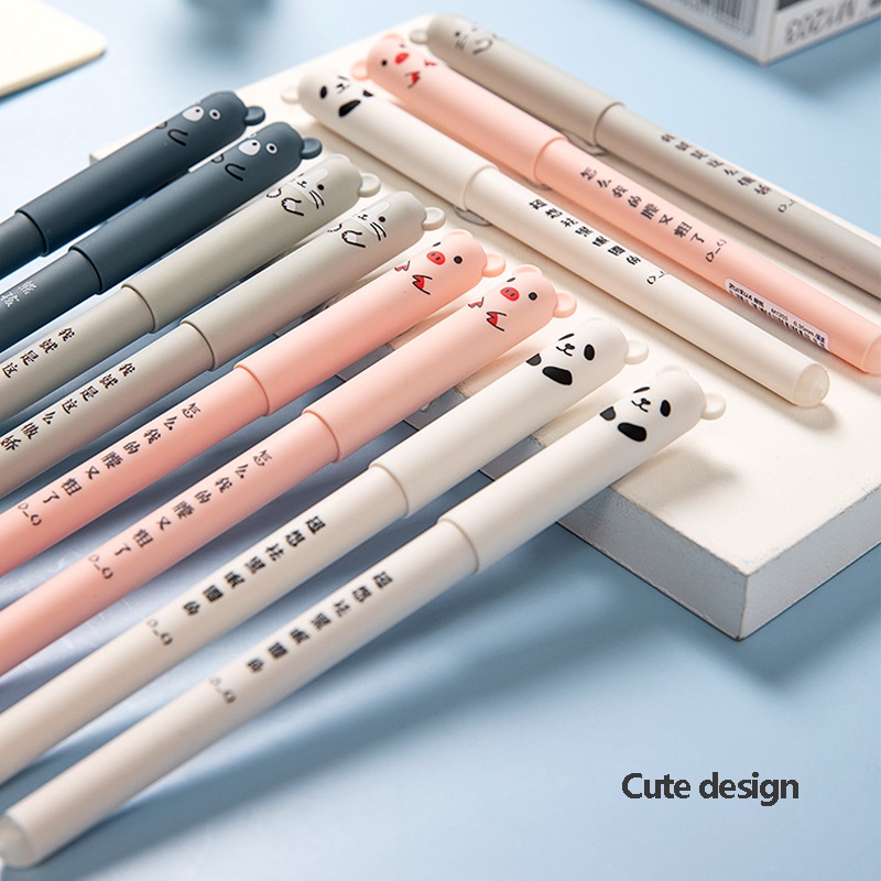 4 CÁI / LÔ Bút gel màu xanh đen có thể xóa được Bút gel màu đen và xanh Bộ bút gel Refill 0.5mm Đầu bi Magic Pen với tẩy Dụng cụ dùng cho trường học và văn phòng Văn phòng phẩm Bút viết thư pháp