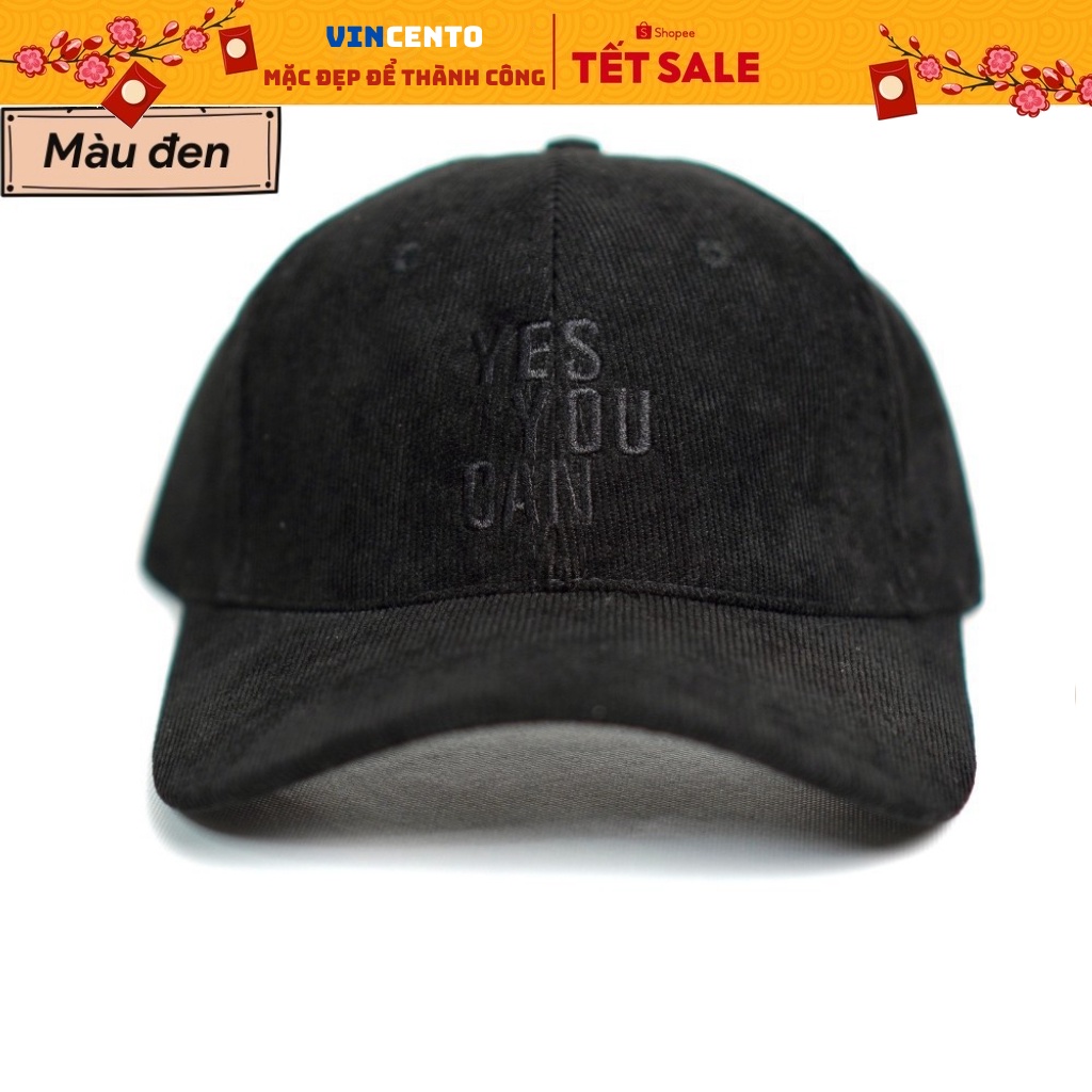 Mũ Lưỡi Trai Thêu Yes You Can Nhung Tăm Xịn Xò