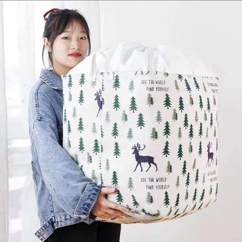 Túi đựng đồ gấp gọn, túi đựng chăn màn có dây rút loại to 100lít