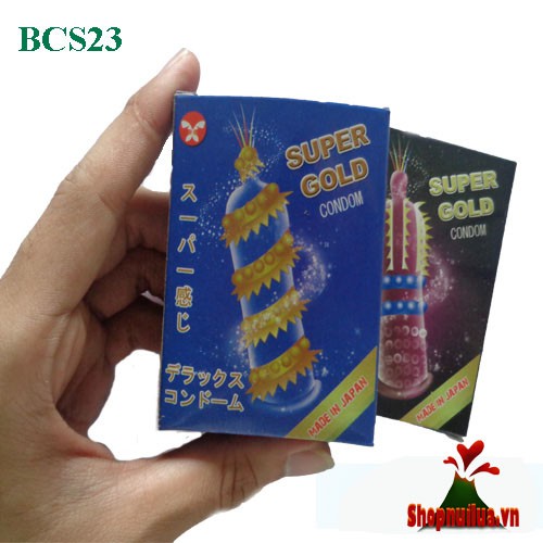 [Tặng Gel] Bộ 5 Bao Cao Su Super Gold Hộp 2 Bao - Bcs Gân Gai Siêu Kích Thích - Bcs Kéo Dài Thời Gian Yêu Tuyệt Đỉnh