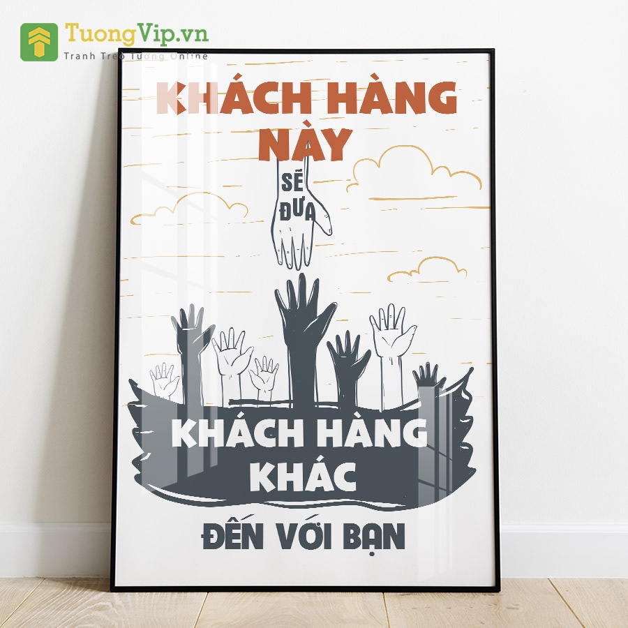 Tranh Laminate Tráng Gương - Tranh Treo Văn Phòng Slogan Tạo Động Lực - Phòng Chăm Sóc Khách Hàng