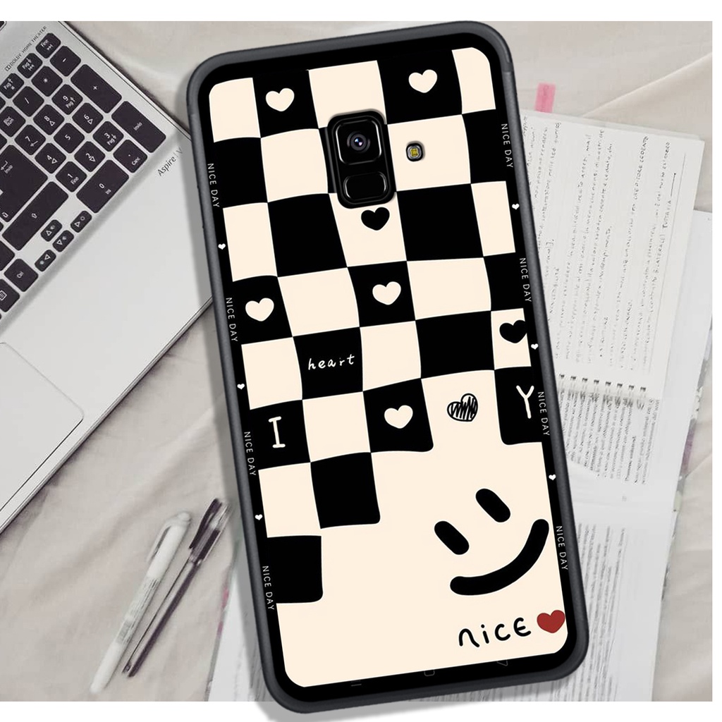 Ốp Lưng Samsung A5 2018 - A6 2018 - A8 2018 - J6 2018, In Hình &quot;Black Heart&quot; Phong Cách Đẹp.