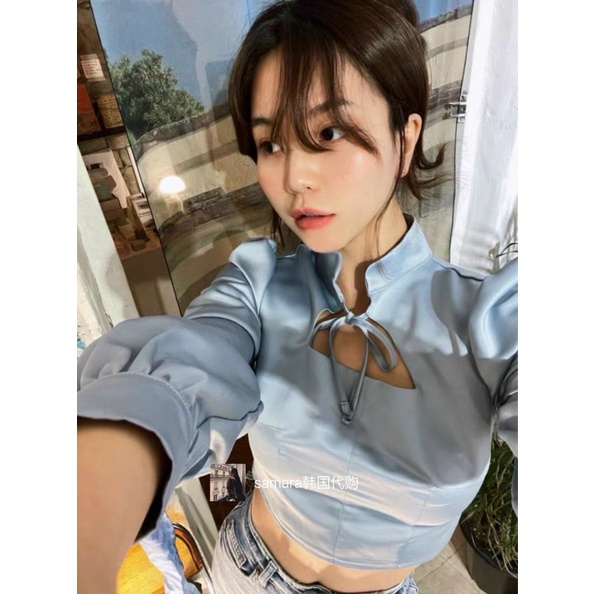 Be118 - ÁO TAY DÀI CUT KHOÉT NƠ NGỰC 3M