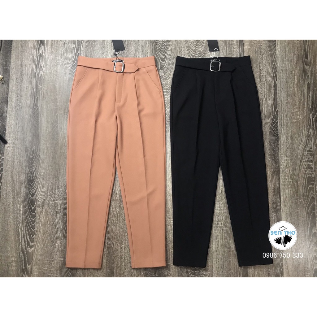 Quần Baggy Nữ Đai Ô Vuông Cạp Cao, Chất Vải Cao Cấp, Quần Vải Công Sở, Form Dáng Đẹp