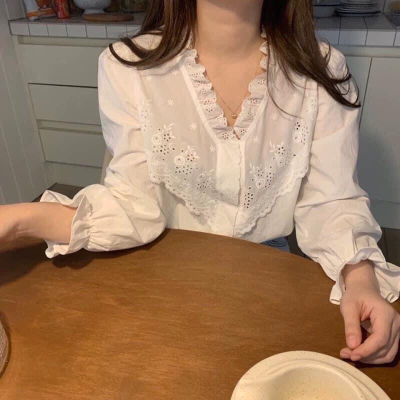 Áo sm trắng thêu