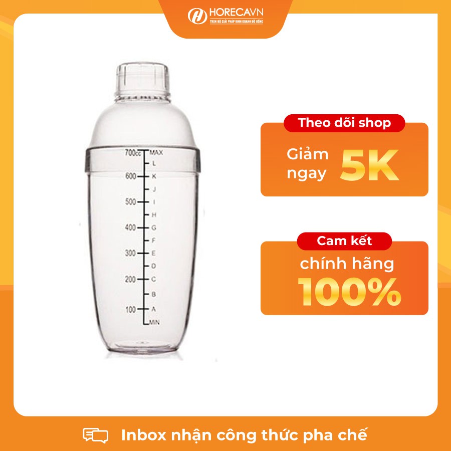 Bình shake chia vạch đen 700ml - Bình shaker nhựa bền, chịu nhiệt cao