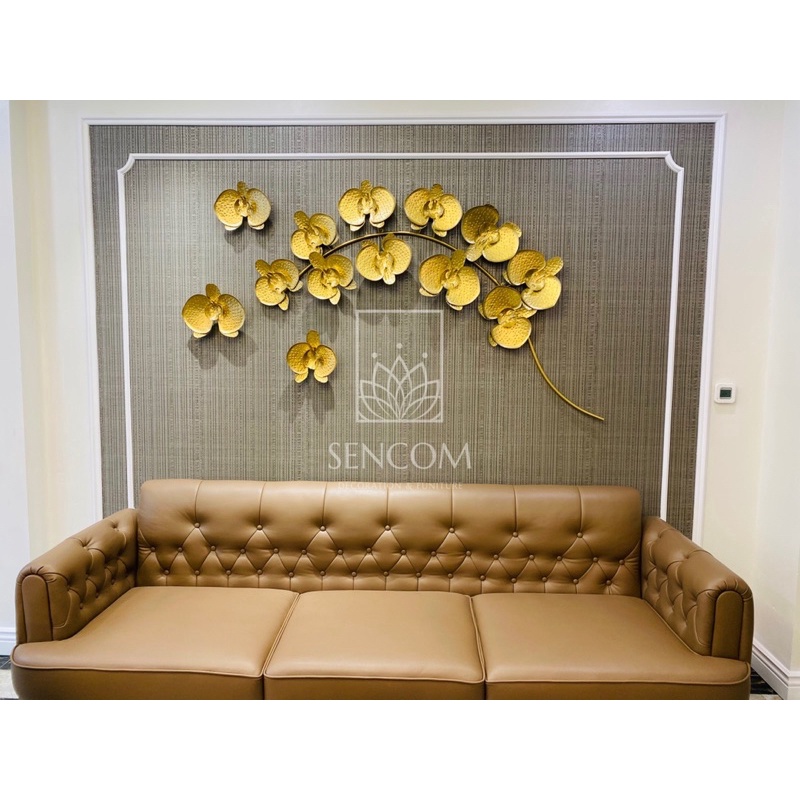 Tranh sắt treo tường nghệ thuật, trang decor trang trí hoa lan điệp cao cấp - 2074