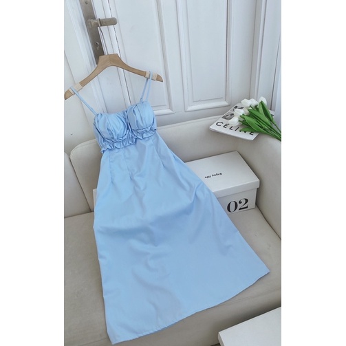 ĐẦM MIDI 2S MINT NHÍU NGỰC✨