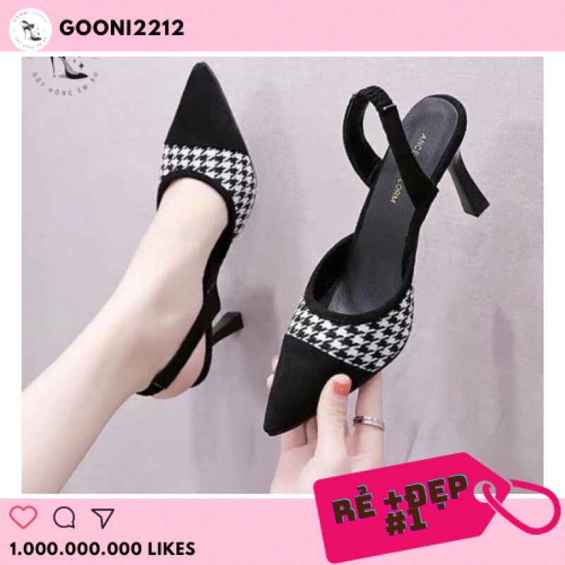 Giày cao gót mũi nhọn hoạ tiết houndstooth hottrend thời trang dành cho nữ (kèm ảnh+video thật)
